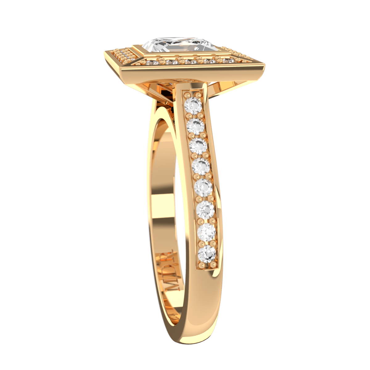 Yellow Gold Princess-Cut Diamond Halo Ring